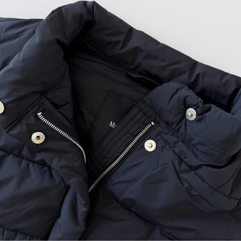 Massimo Dutti Black Water-Repellent Puffer Jacket Size S Drawstring Waist - Picture 6 of 16